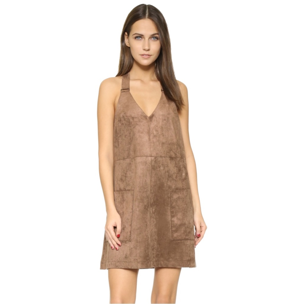 BCBG Light Mocha Abbott Sleeveless Shift Mini Dress Faux Suede XS